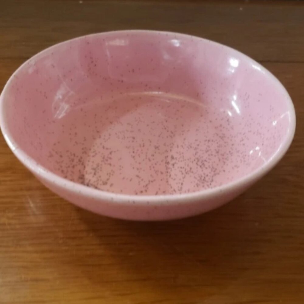 Vintage Style Ceramic Bowl Mottled Pink Glaze